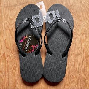 Chatties | New Black Flip Flop Sandals, Women’s Medium Size 7/8